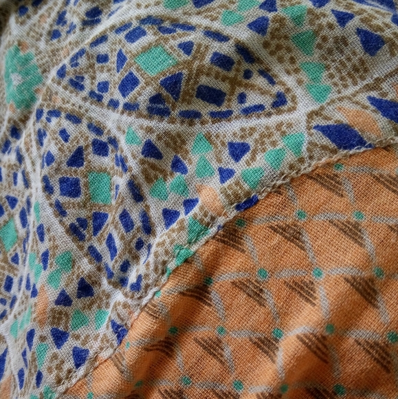 Intro Woman Cotton Boho Mixed Print Top 1X - Picture 5 of 8